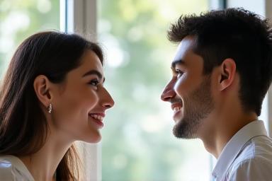 Deux personnes dialoguant, l'une écoutant attentivement l'autre, illustrant le coaching en réduction d'accent et l'amélioration de la prononciation.